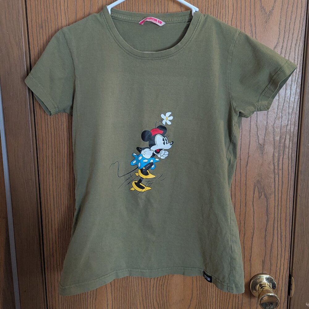 WYO Disgruntled Minnie Mouse Crewneck Green T-Shirt-Women's Medium